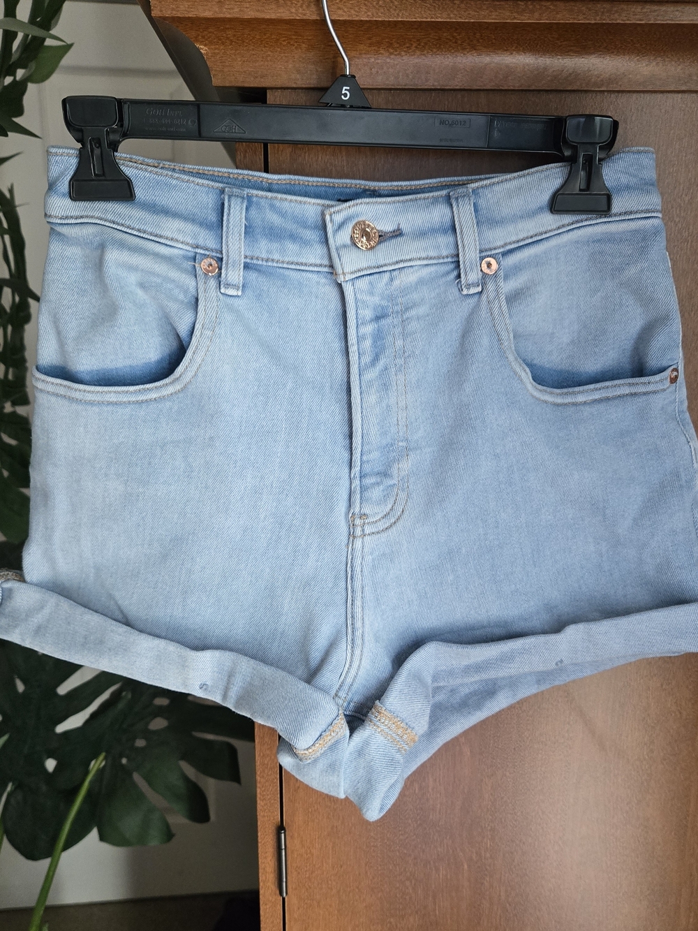 Express Light Blue High-Rise Jean Shorts